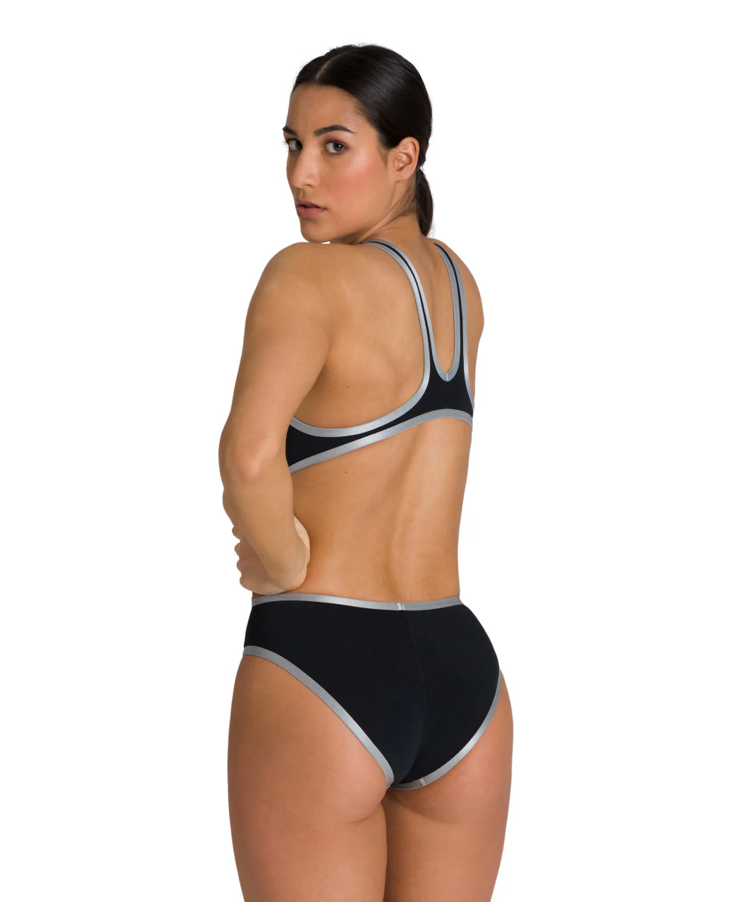 Bañador arena One para mujer Biglogo - Negro/Plata R - Image 2