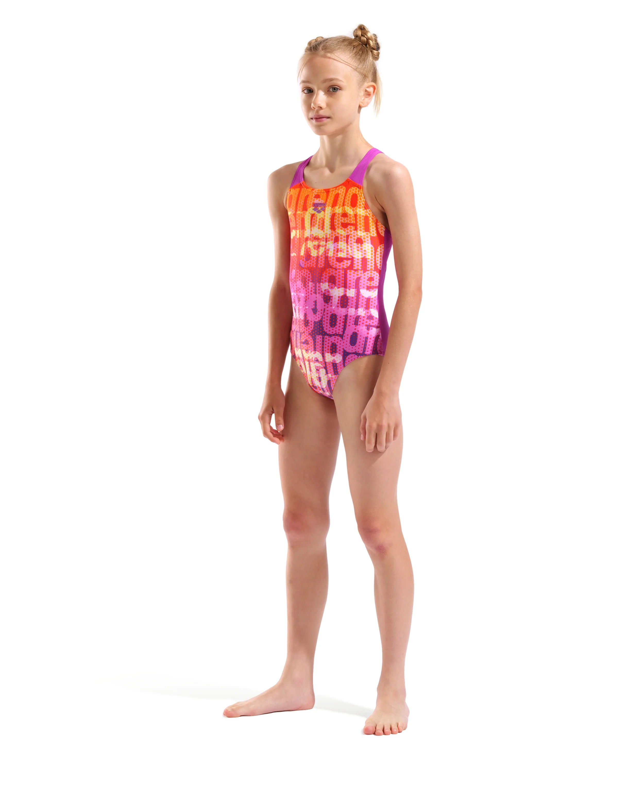 Bañador arena Performance para niña Multi Colours V Back - Rosa Multi - Image 3