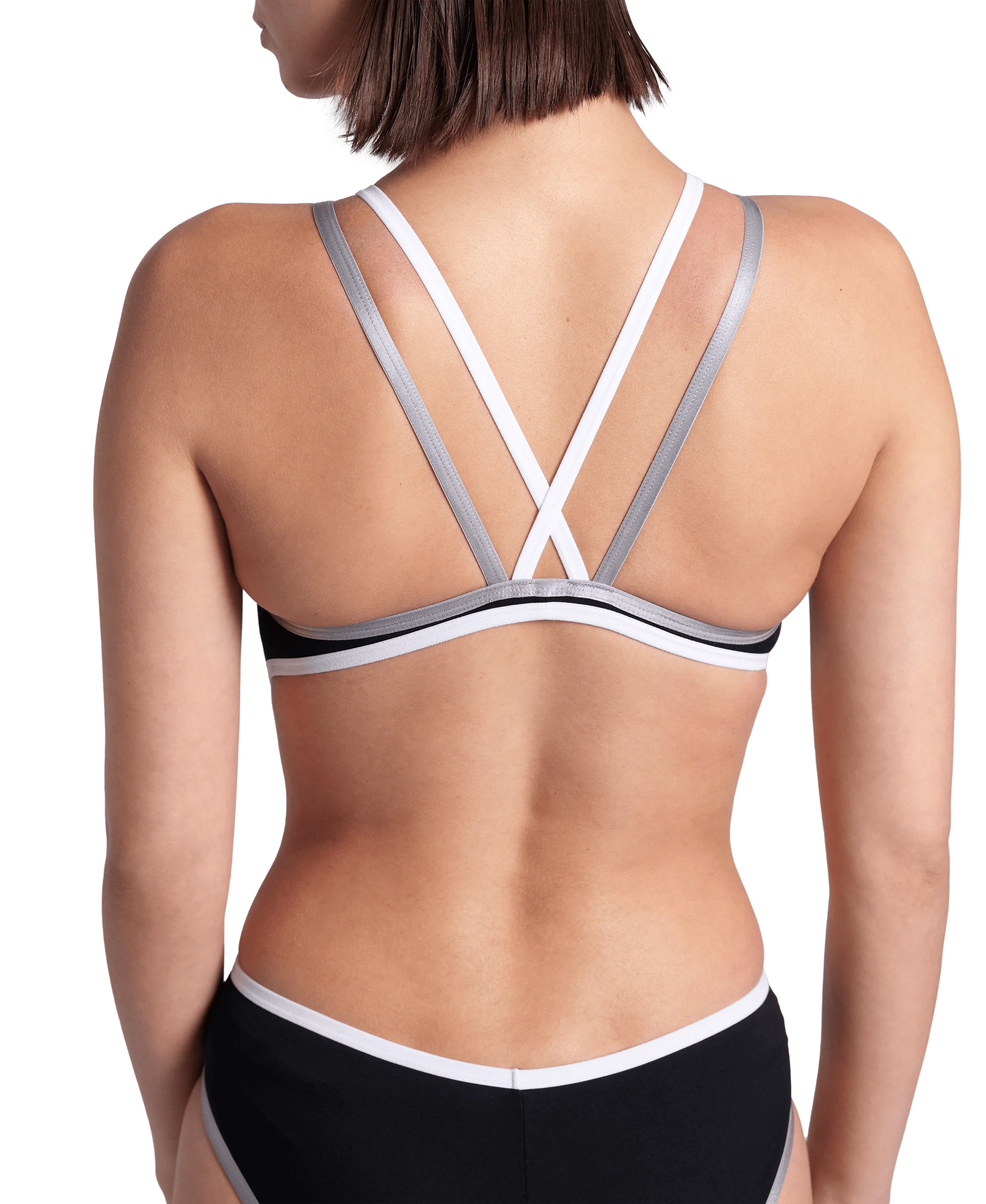 Bañador deportivo arena One Double Cross Back para mujer - Blanco Y Negro - Image 3