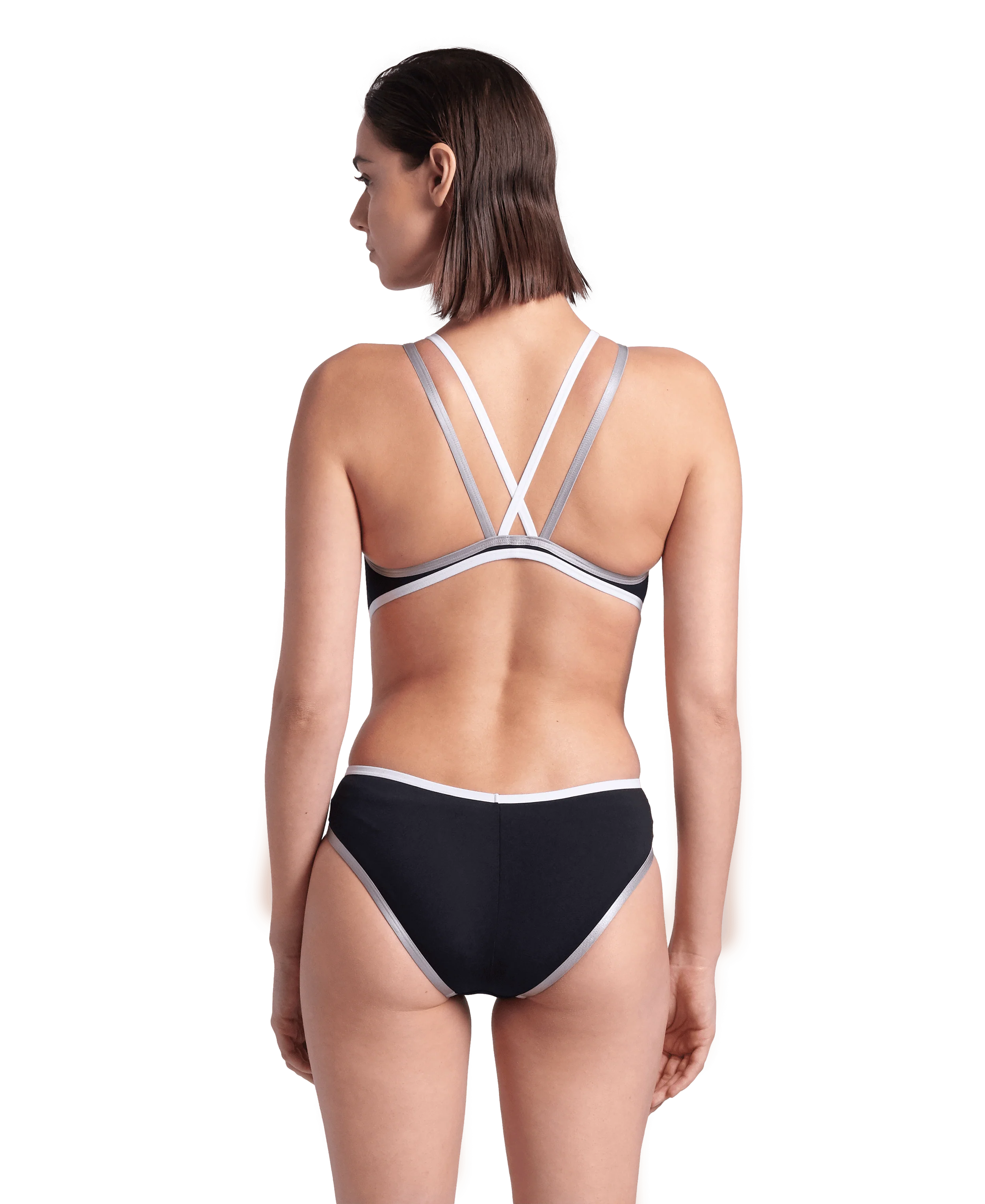 Bañador deportivo arena One Double Cross Back para mujer - Blanco Y Negro - Image 4