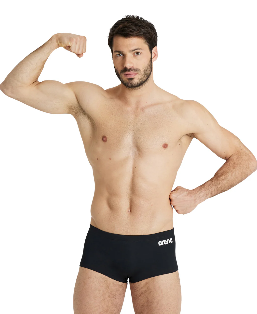 Bañador corto liso de tiro bajo arena Performance para hombre Team - Blanco Negro