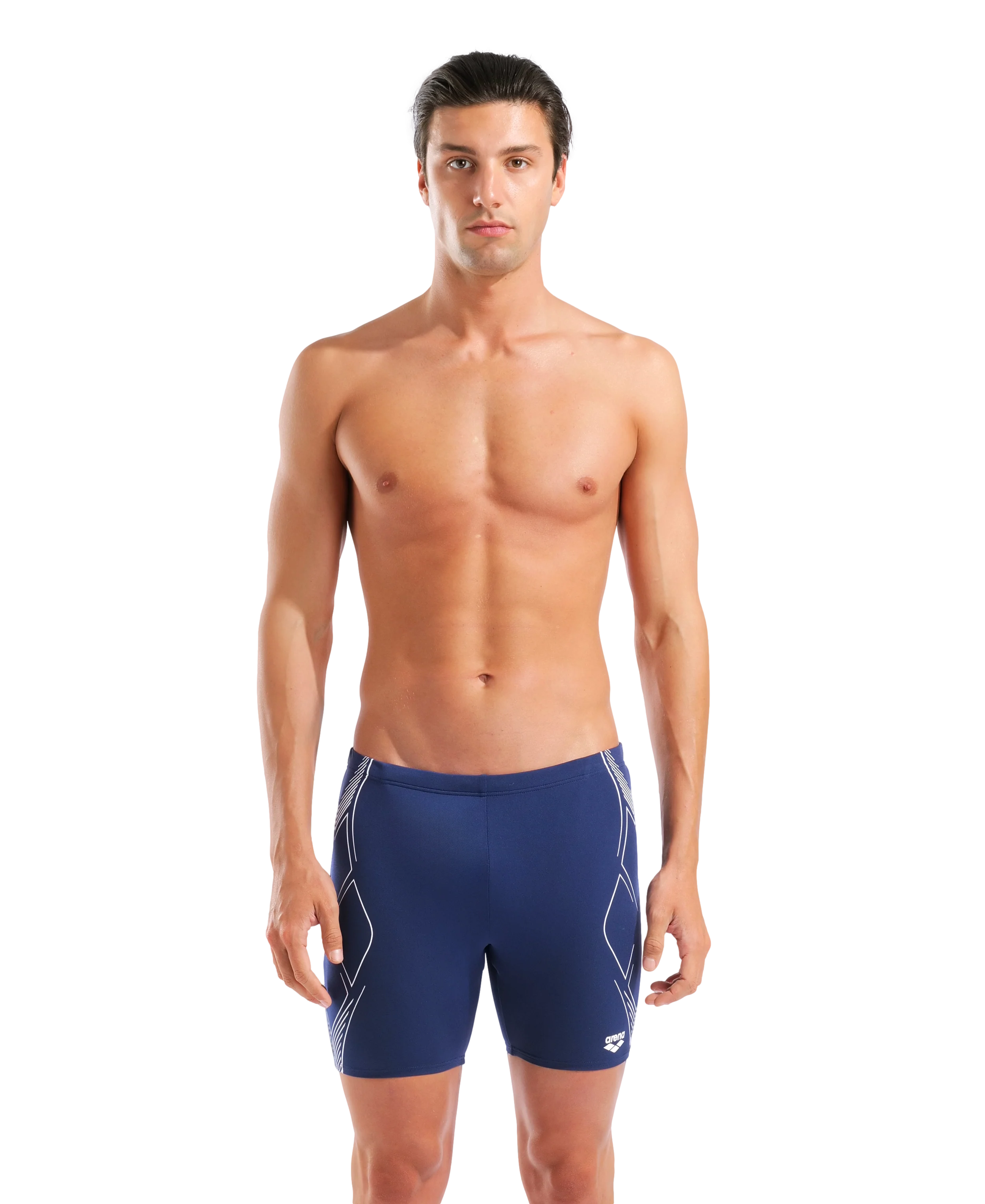 Bañador mid jammer para hombre arena Performance Graphic - Azul marino/blanco