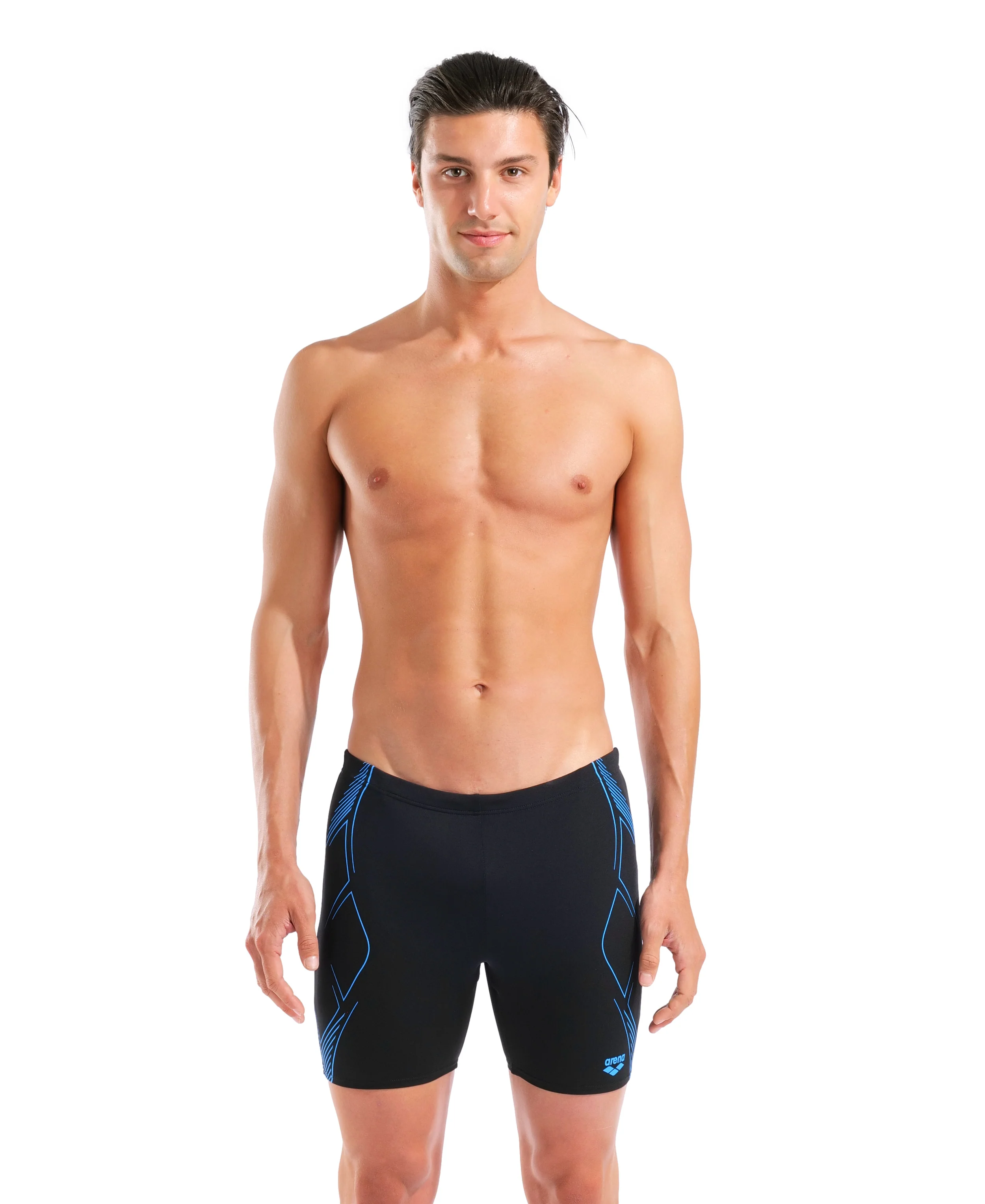 Bañador mid jammer para hombre arena Performance Graphic - Negro/Turquesa