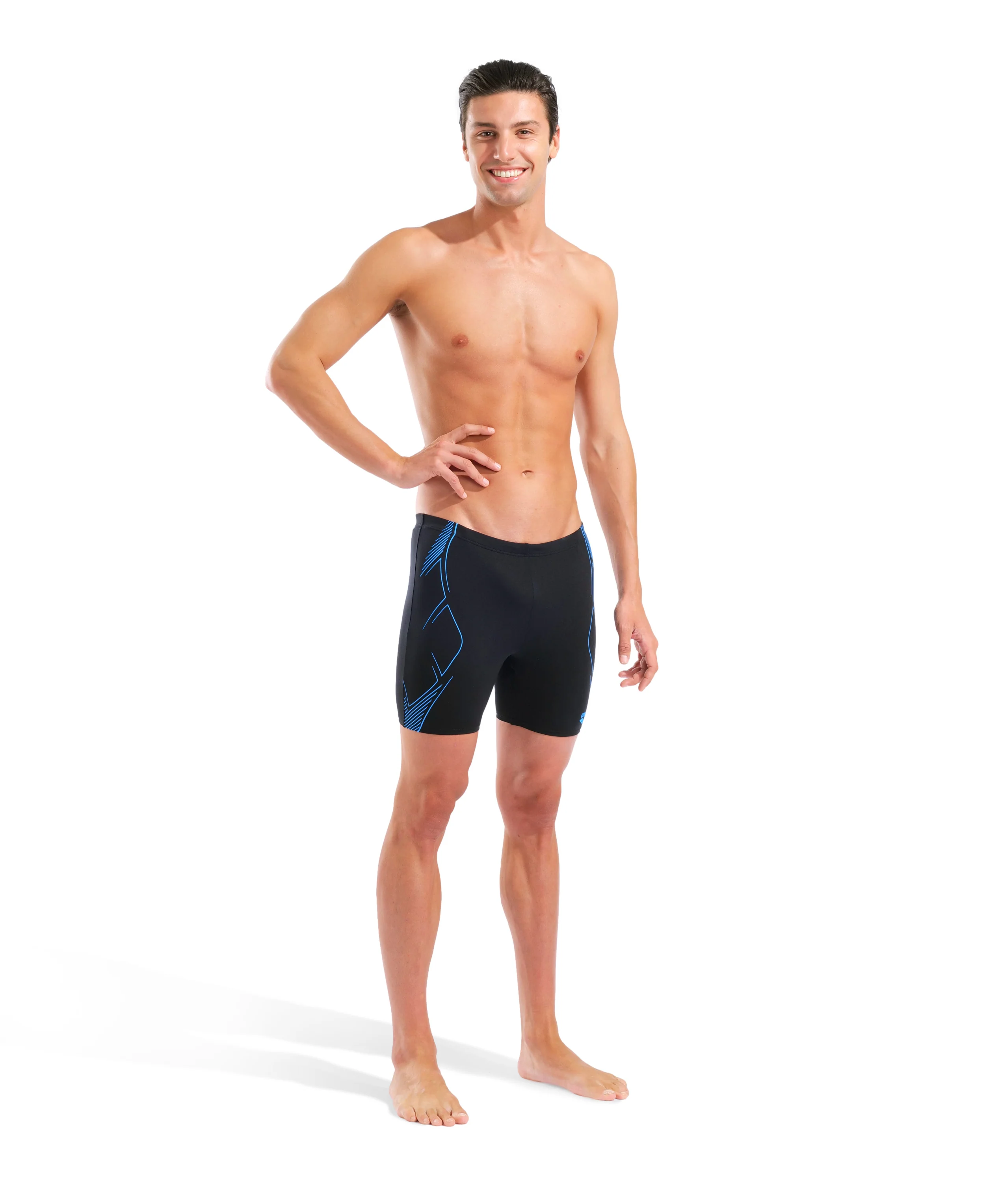 Bañador mid jammer para hombre arena Performance Graphic - Negro/Turquesa - Image 3