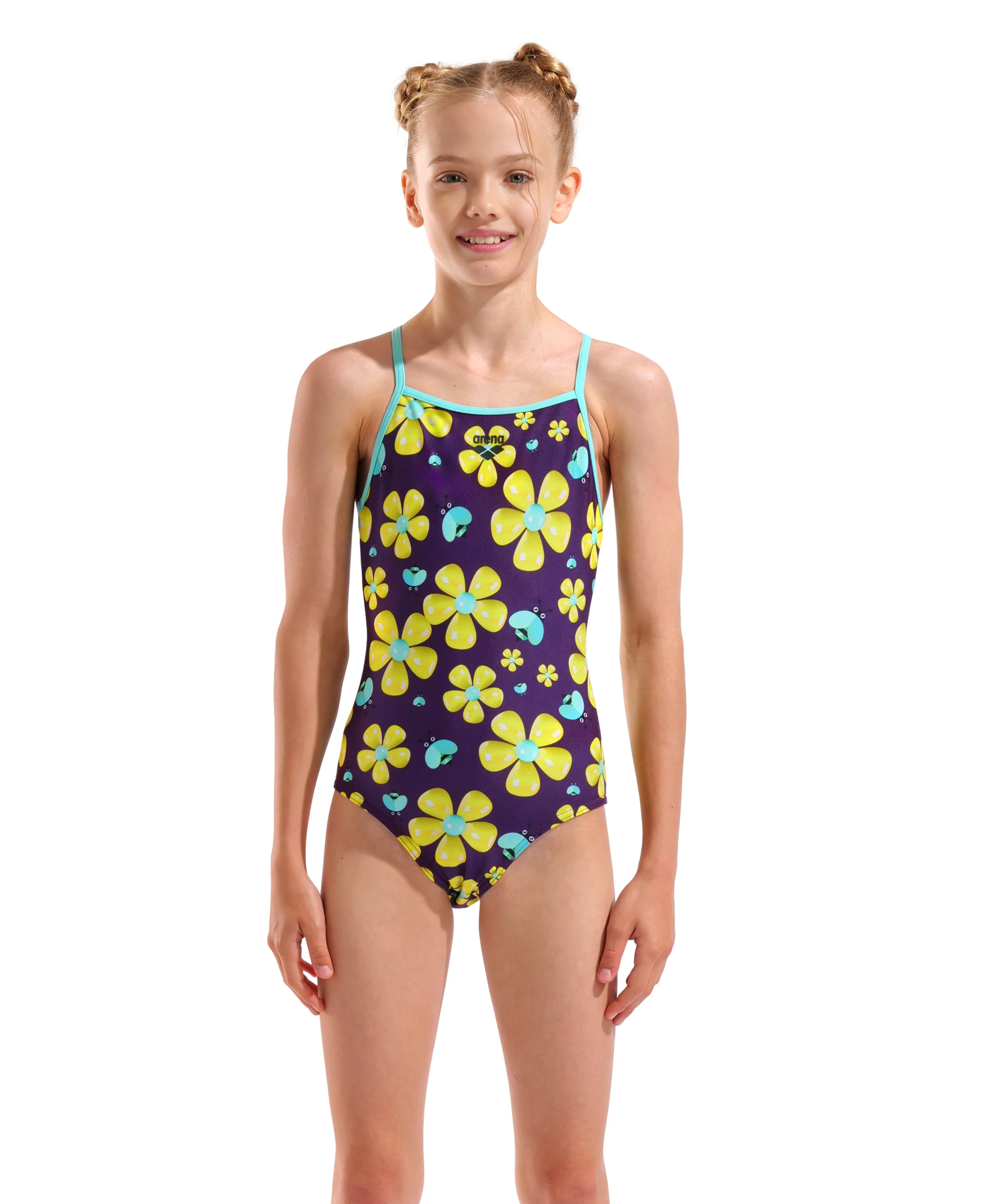 Bañador para niña arena Performance Spring Light Drop Back - Ciruela Multi