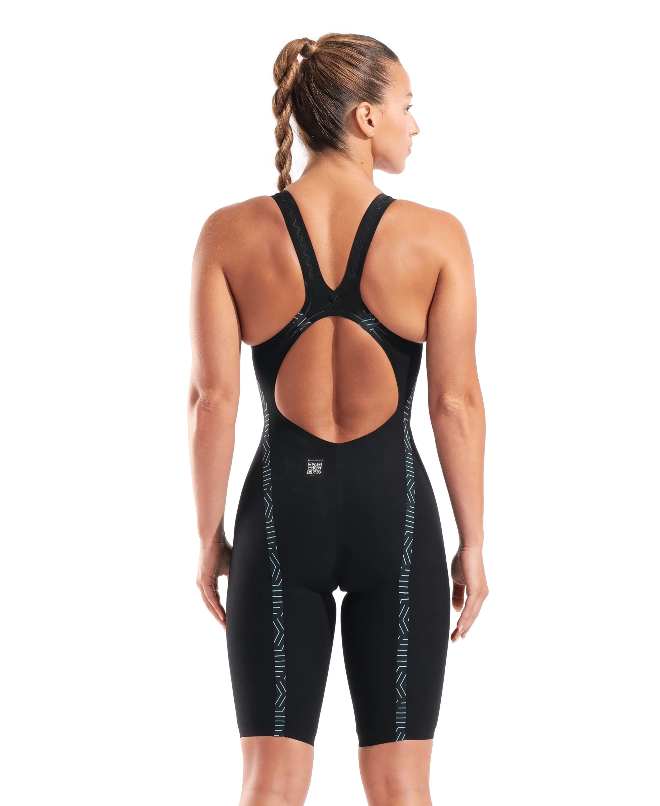 Bañador Powerskin Veloce Espalda abierta Negro/Teal - Image 3