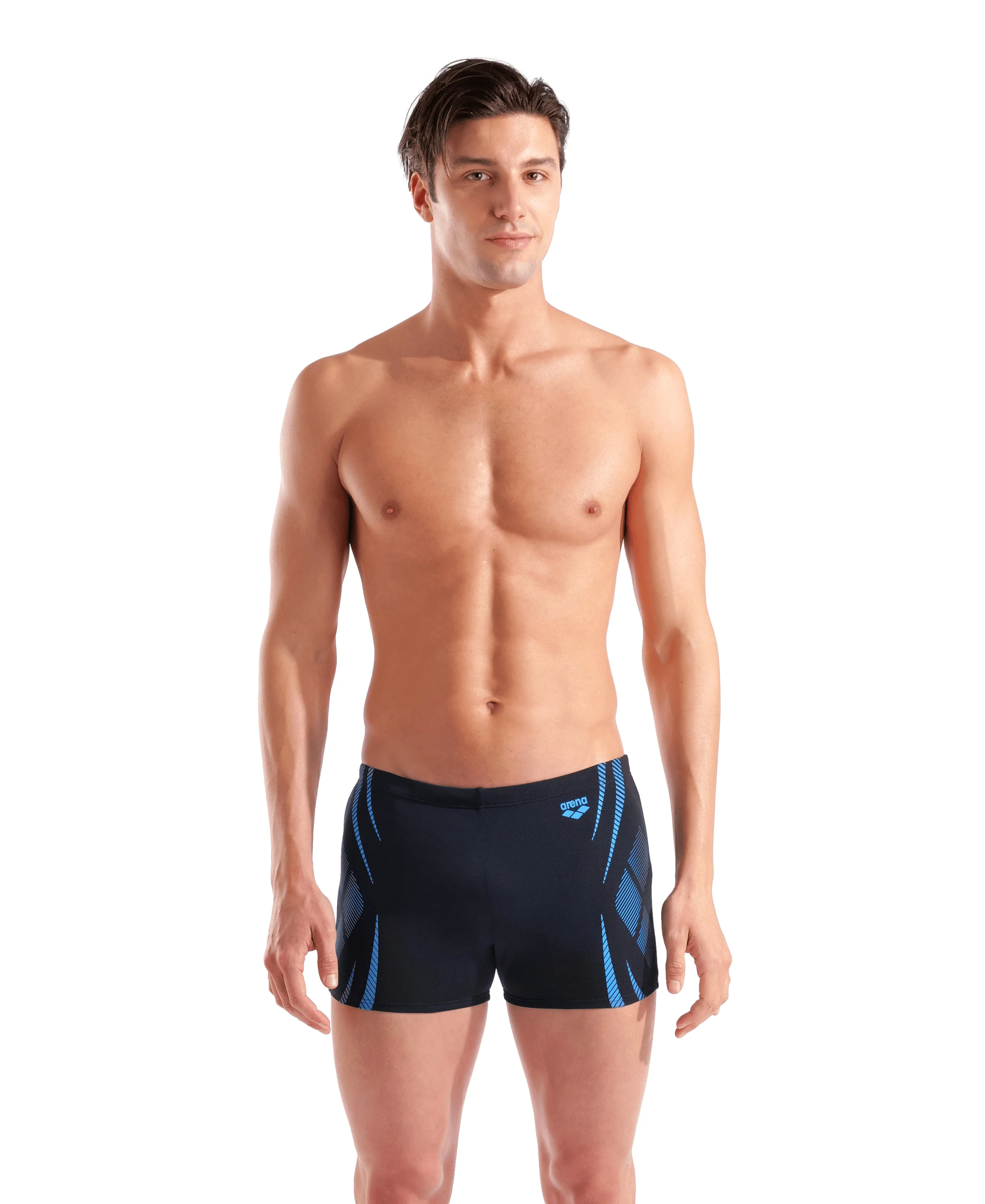 Bañador short arena Performance para hombre Poseidonia - Negro/Turquesa