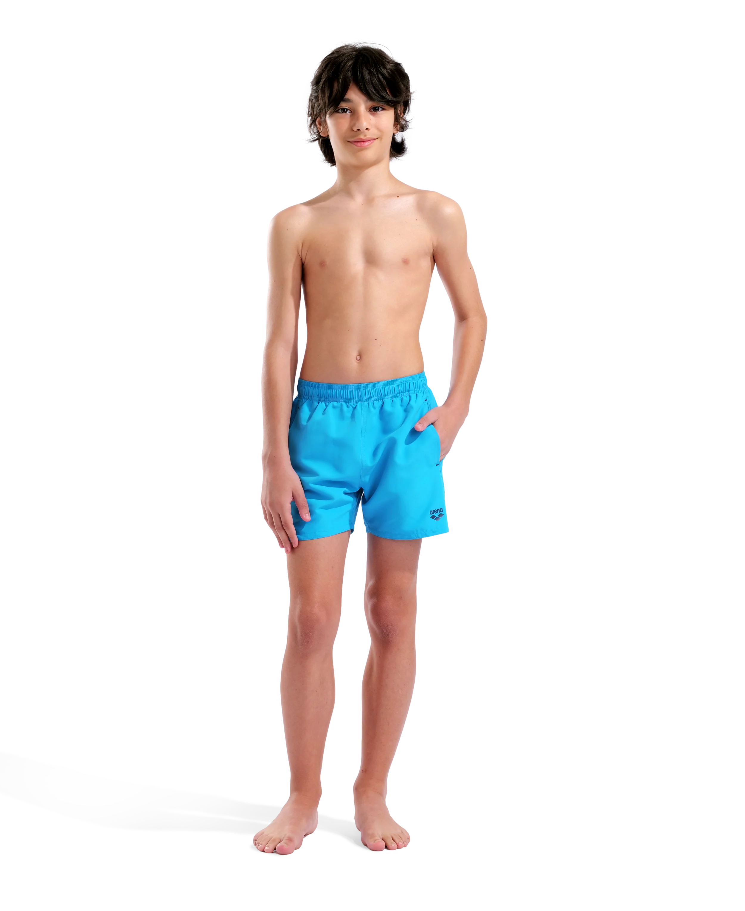 Bóxer de playa para niño arena Solid R - Turquesa/Azul marino