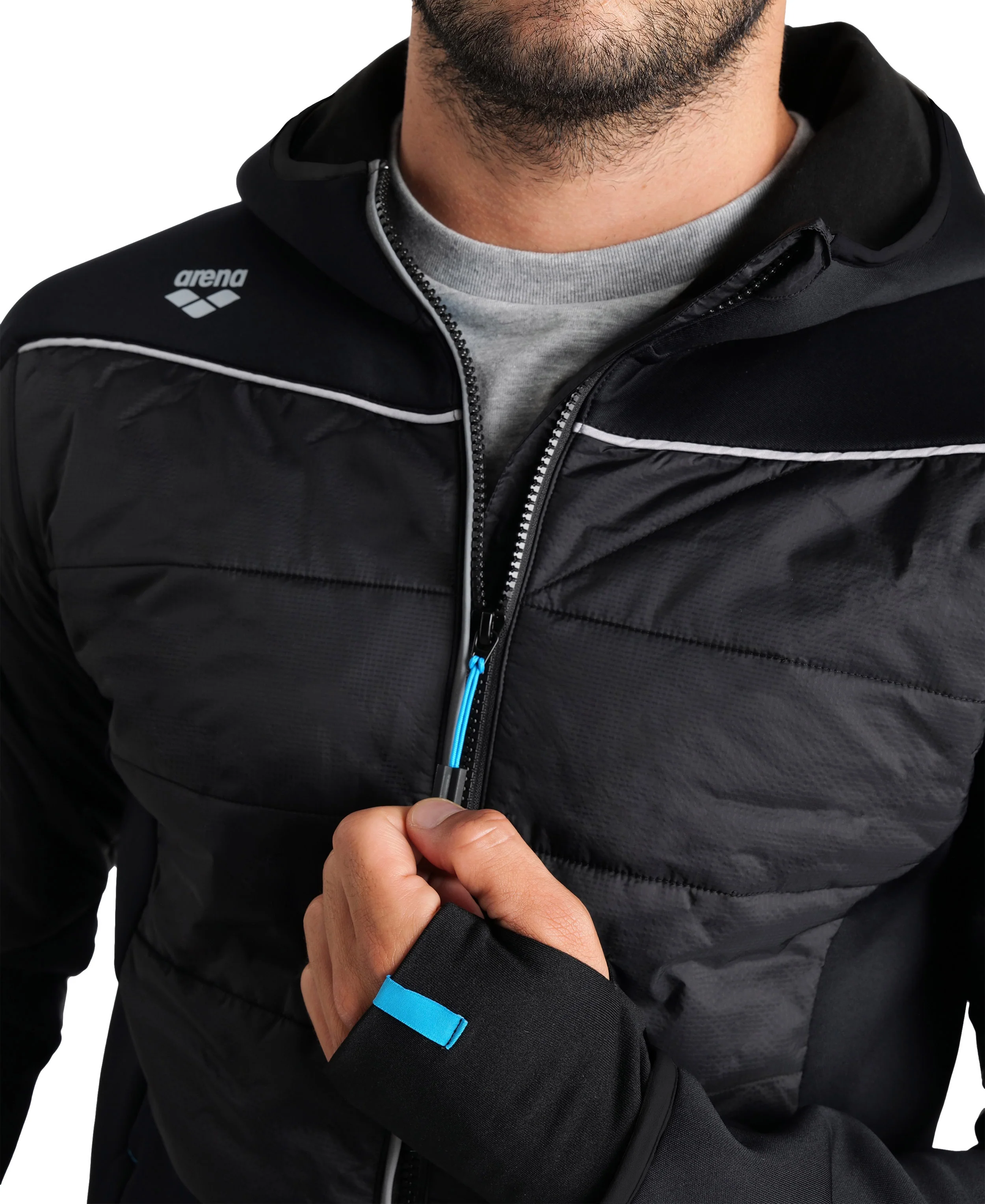 Chaqueta Team Hooded F/Z Half-Quilted Jacket - Negro - Image 3