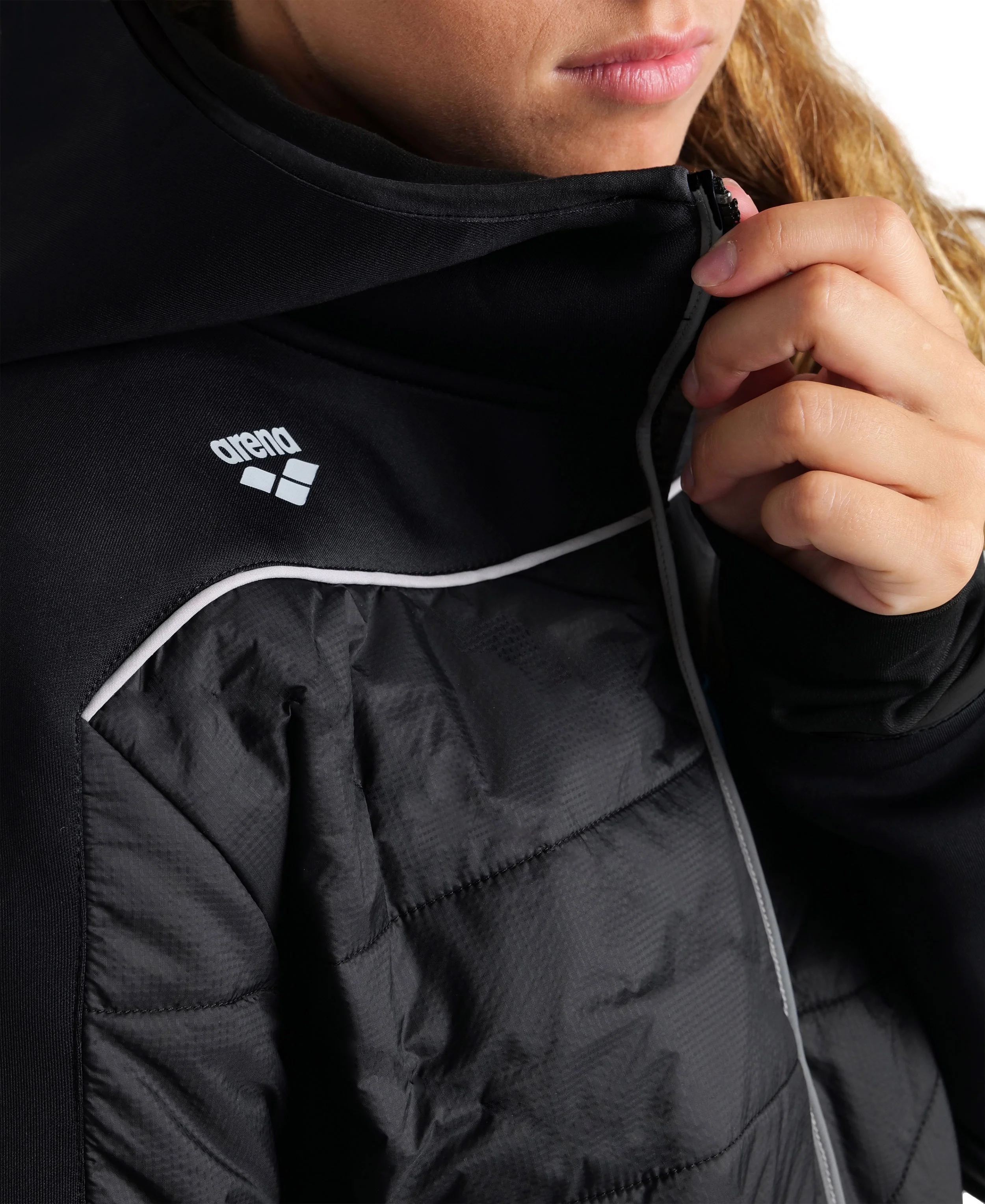 Chaqueta Team Hooded F/Z Half-Quilted Jacket - Negro - Image 4
