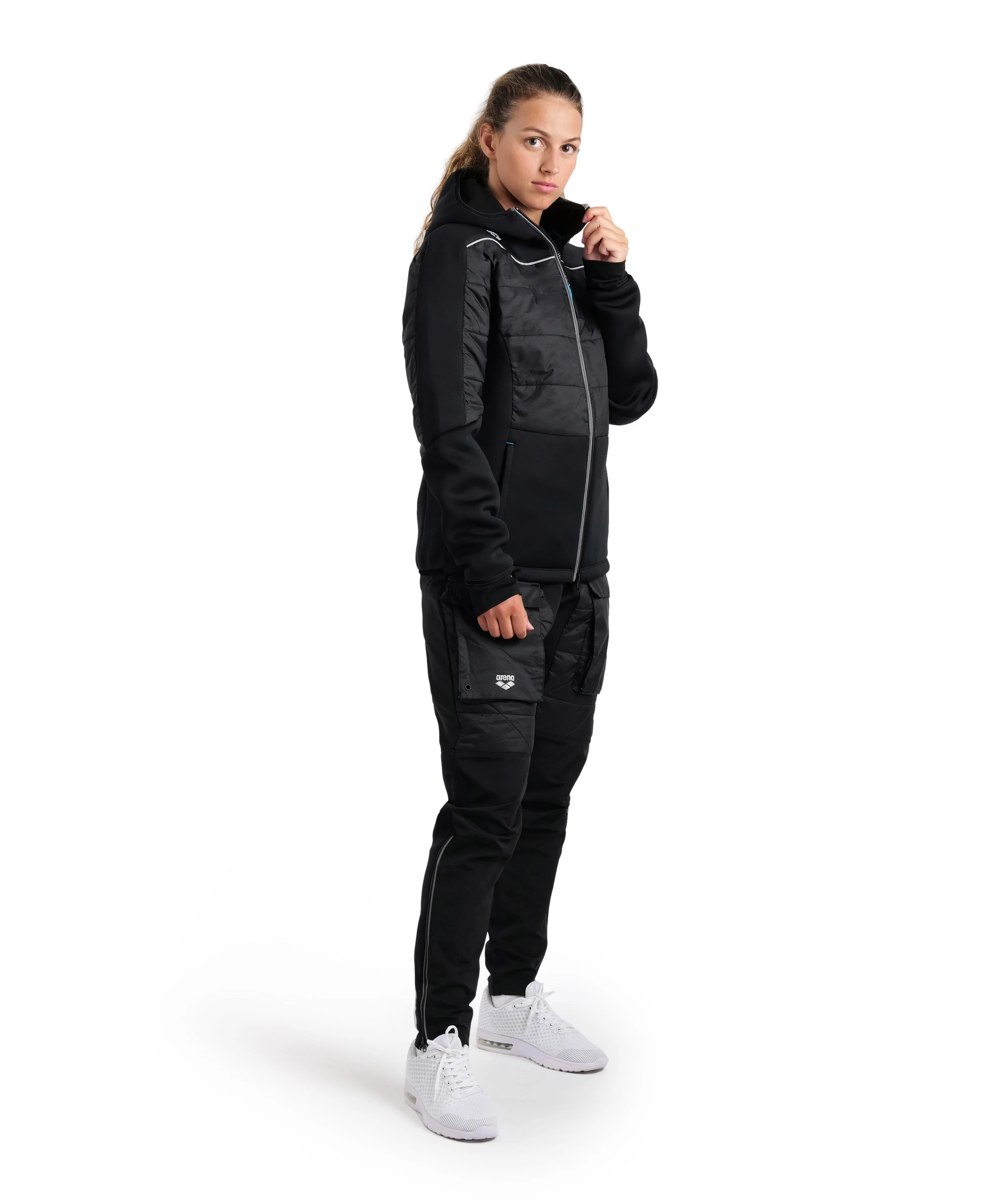 Chaqueta Team Hooded F/Z Half-Quilted Jacket - Negro - Image 6
