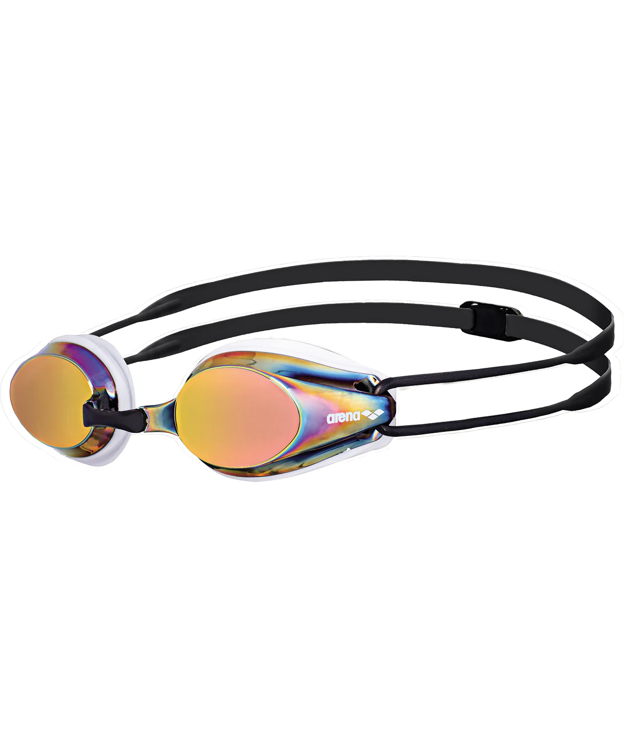 Gafas de natación para competición arena unisex Tracks Mirror  - Blanco/Rojo Revo