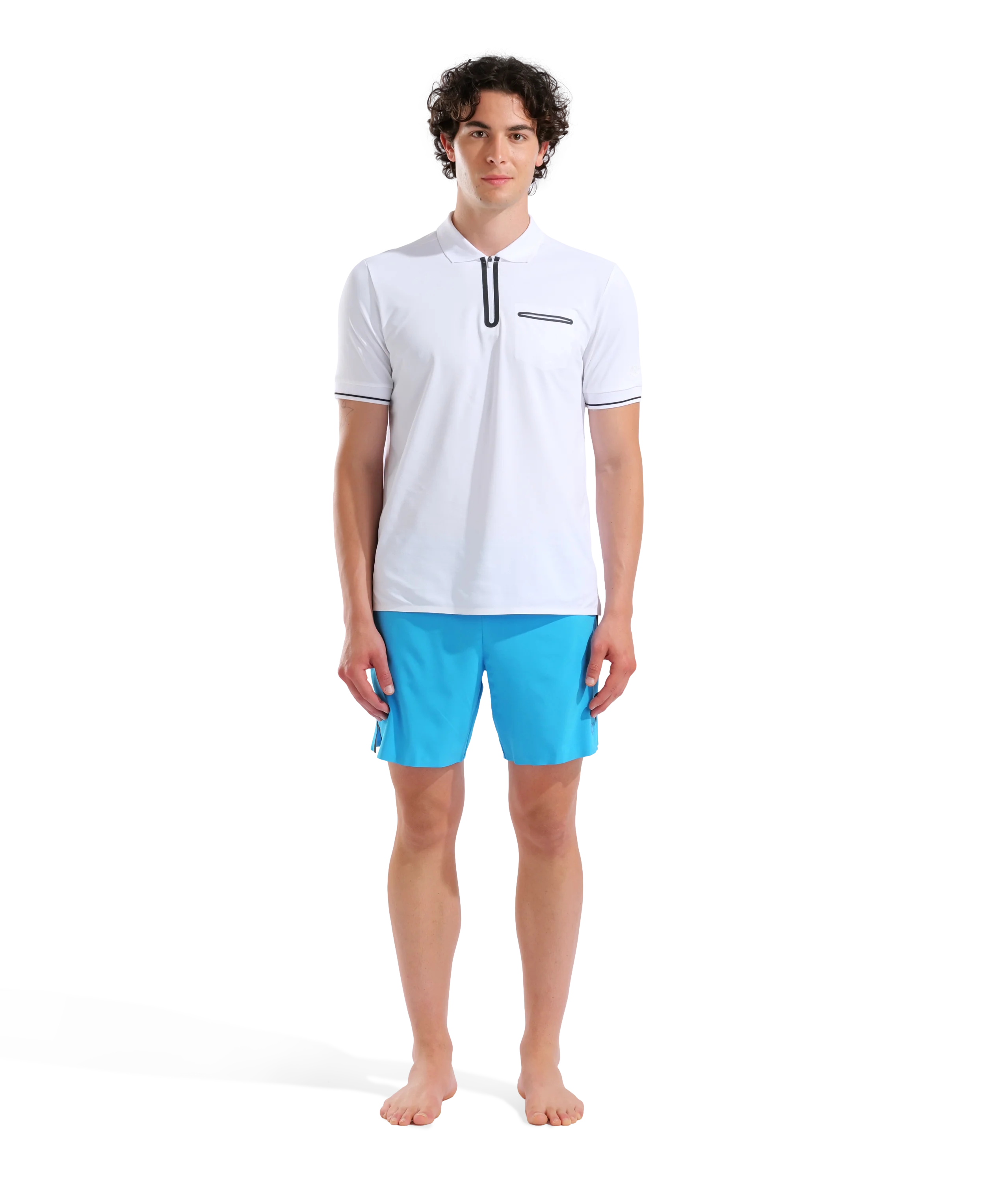 Polo para hombre arena Tech Zip - Blanco - Image 3