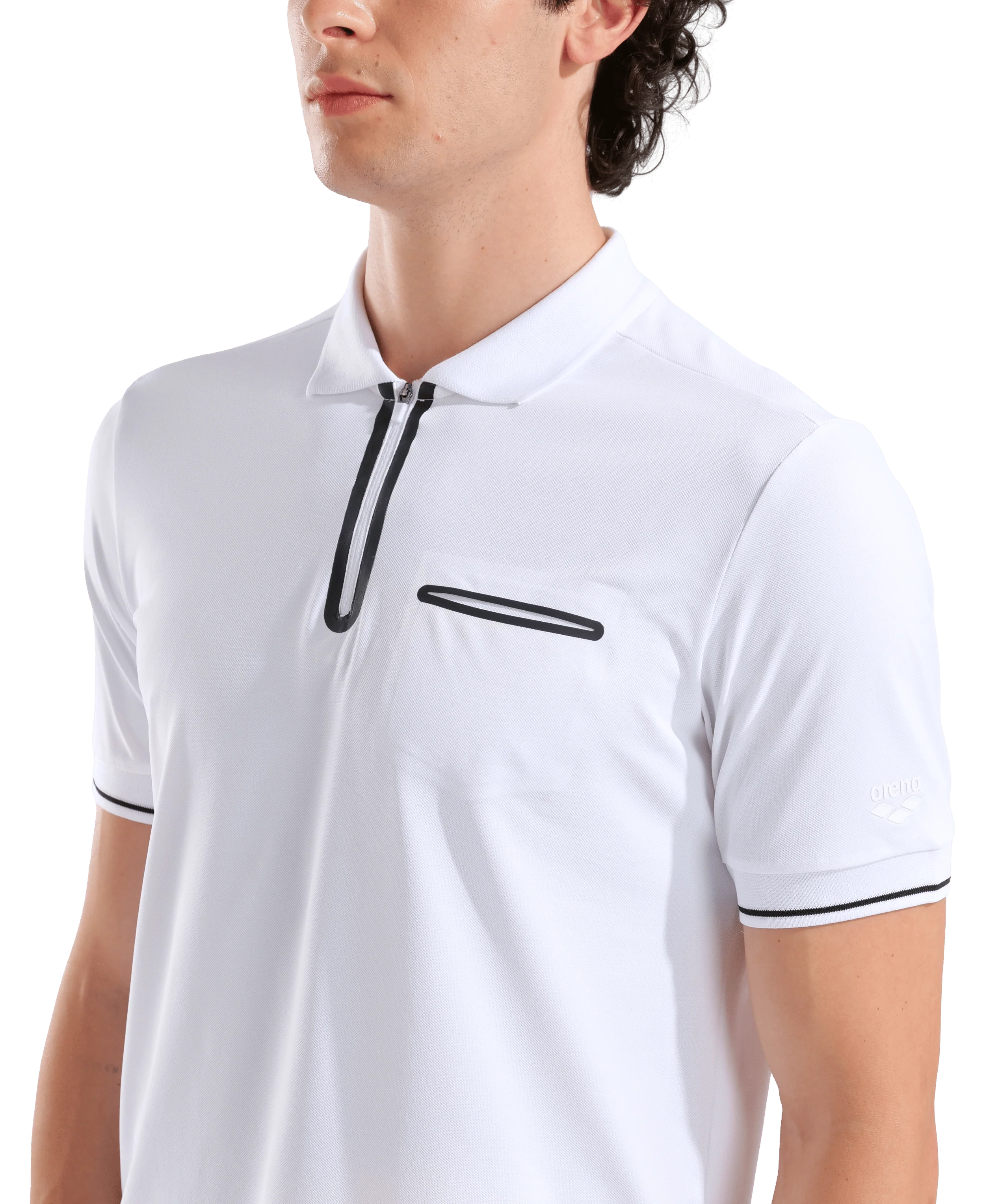 Polo para hombre arena Tech Zip - Blanco - Image 4