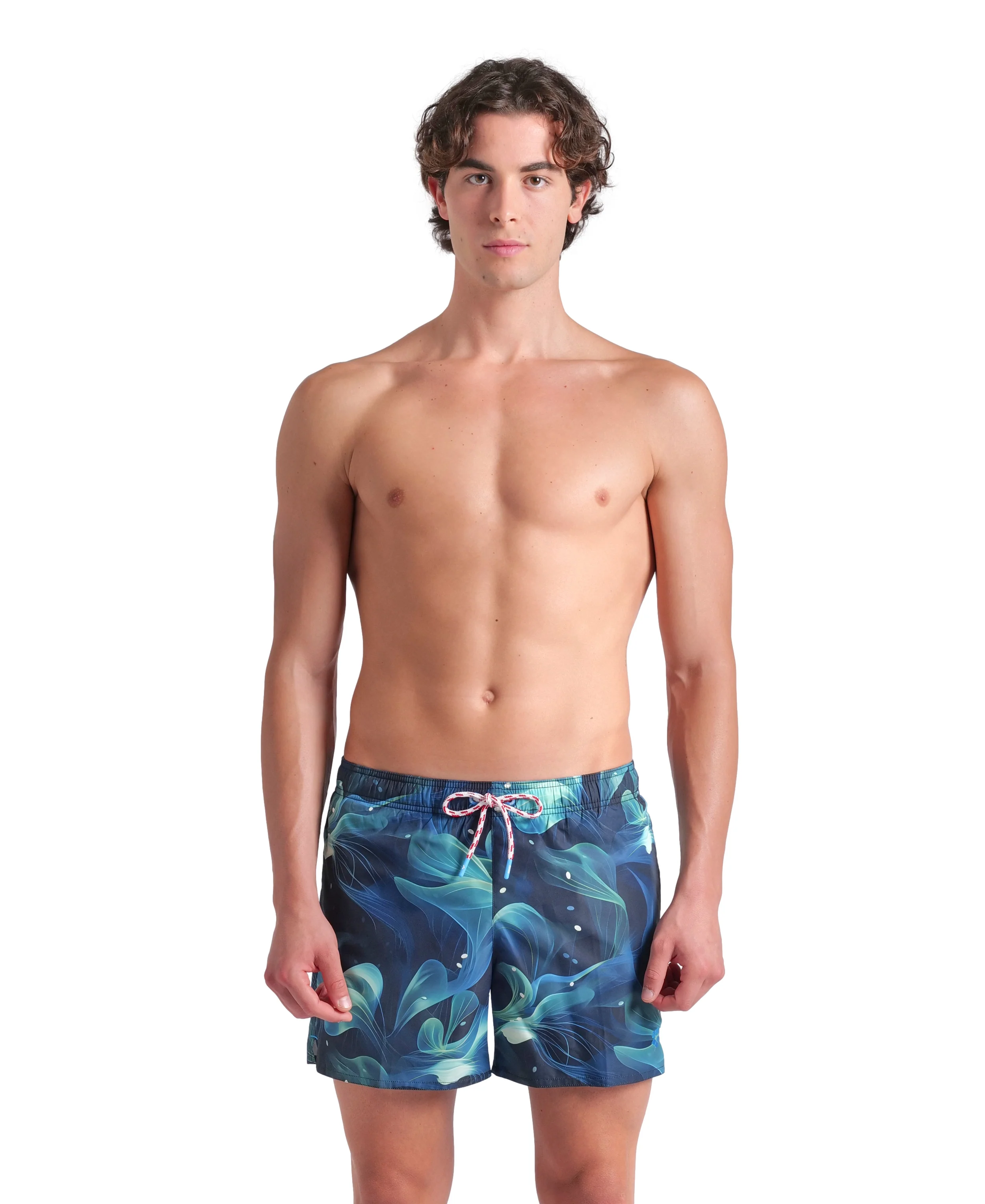 Short de playa arena para hombre Water Print Allover Manglar Multi