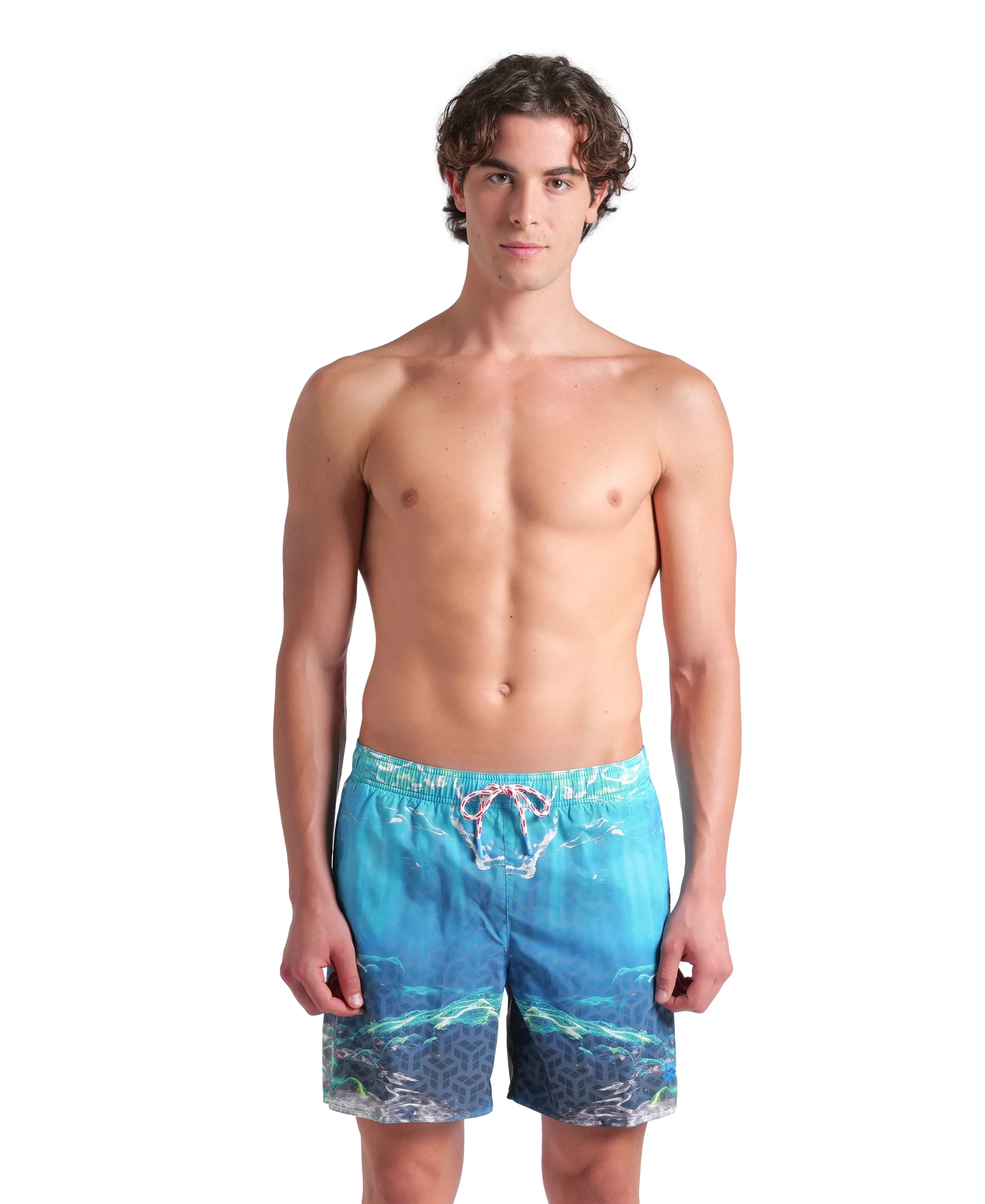 Short de playa bóxer arena para hombre Water Print Agua Multi
