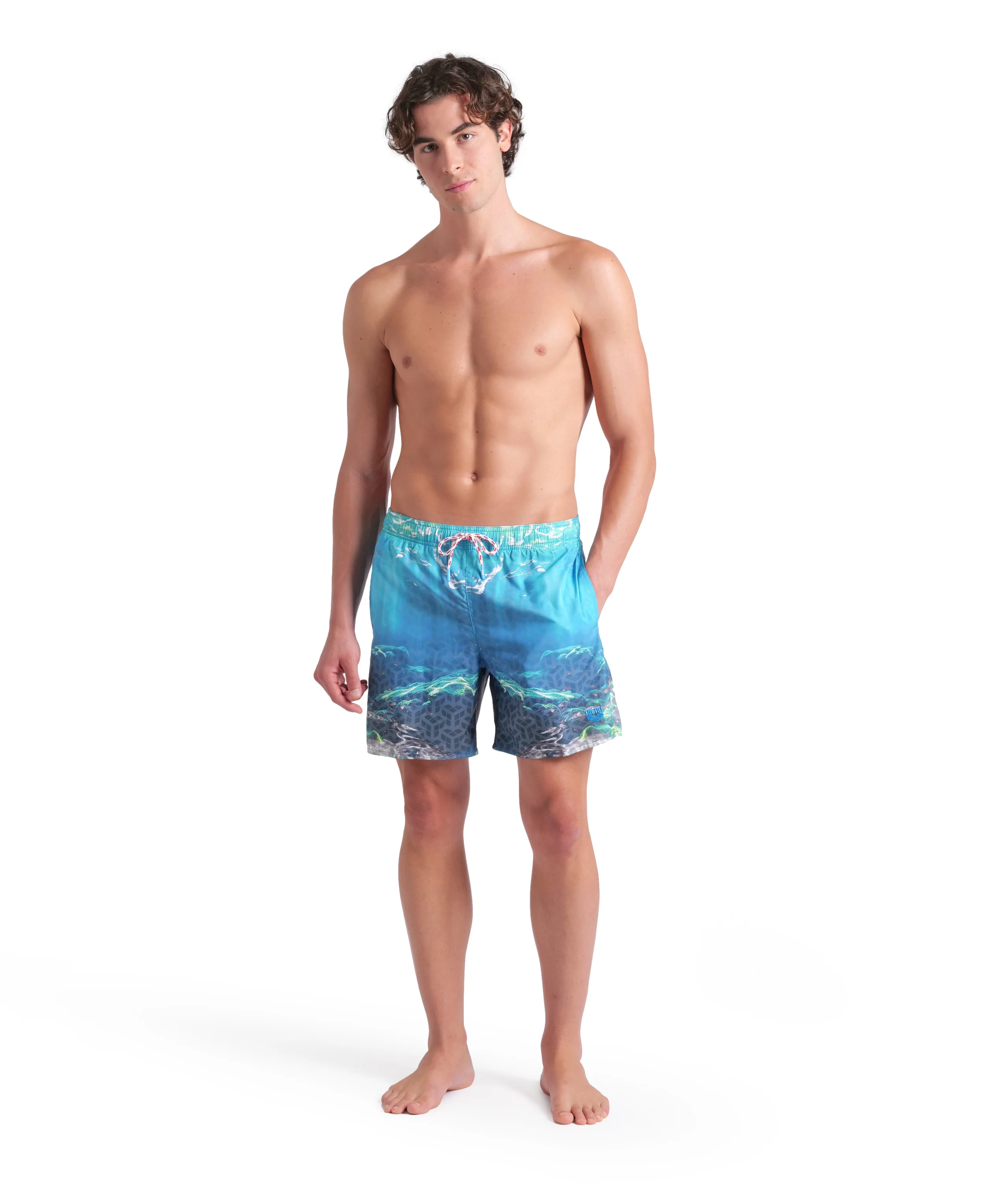 Short de playa bóxer arena para hombre Water Print Agua Multi - Image 3