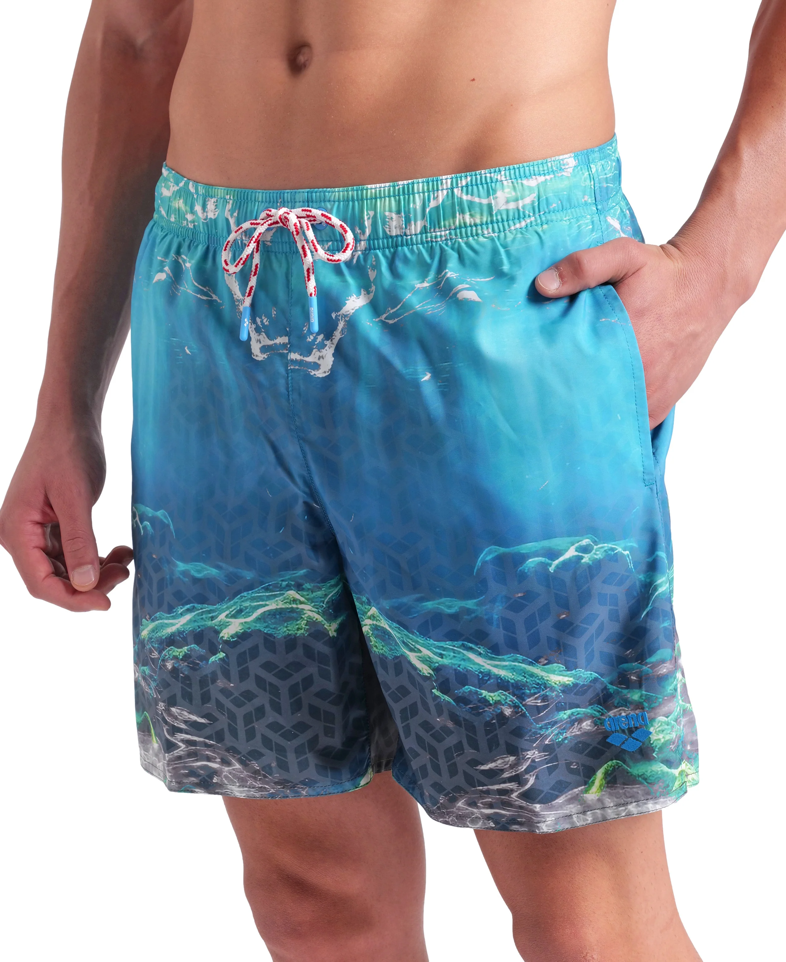 Short de playa bóxer arena para hombre Water Print Agua Multi - Image 5