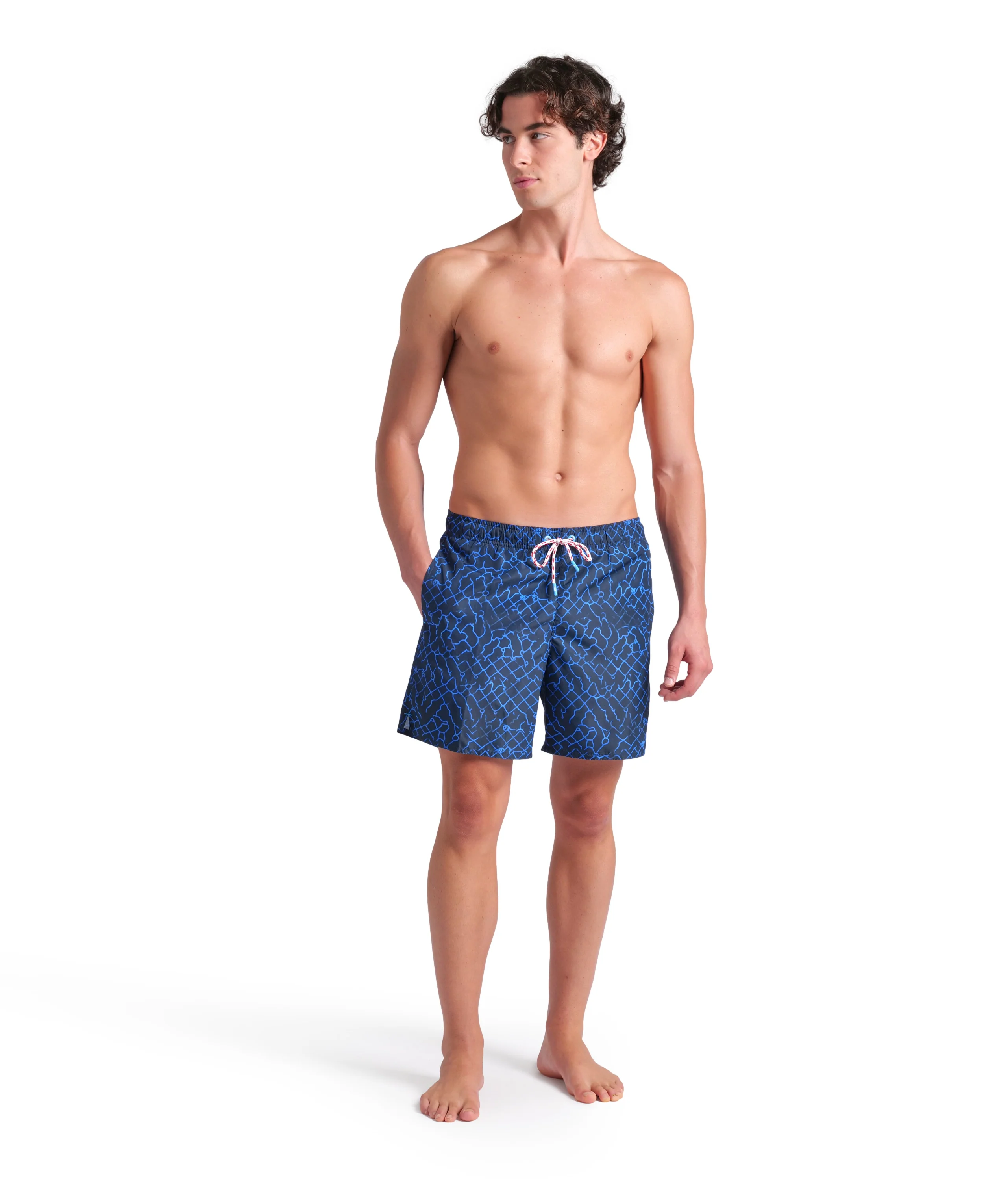 Short de playa bóxer arena para hombre Water Print Allover Marino Multi - Image 3