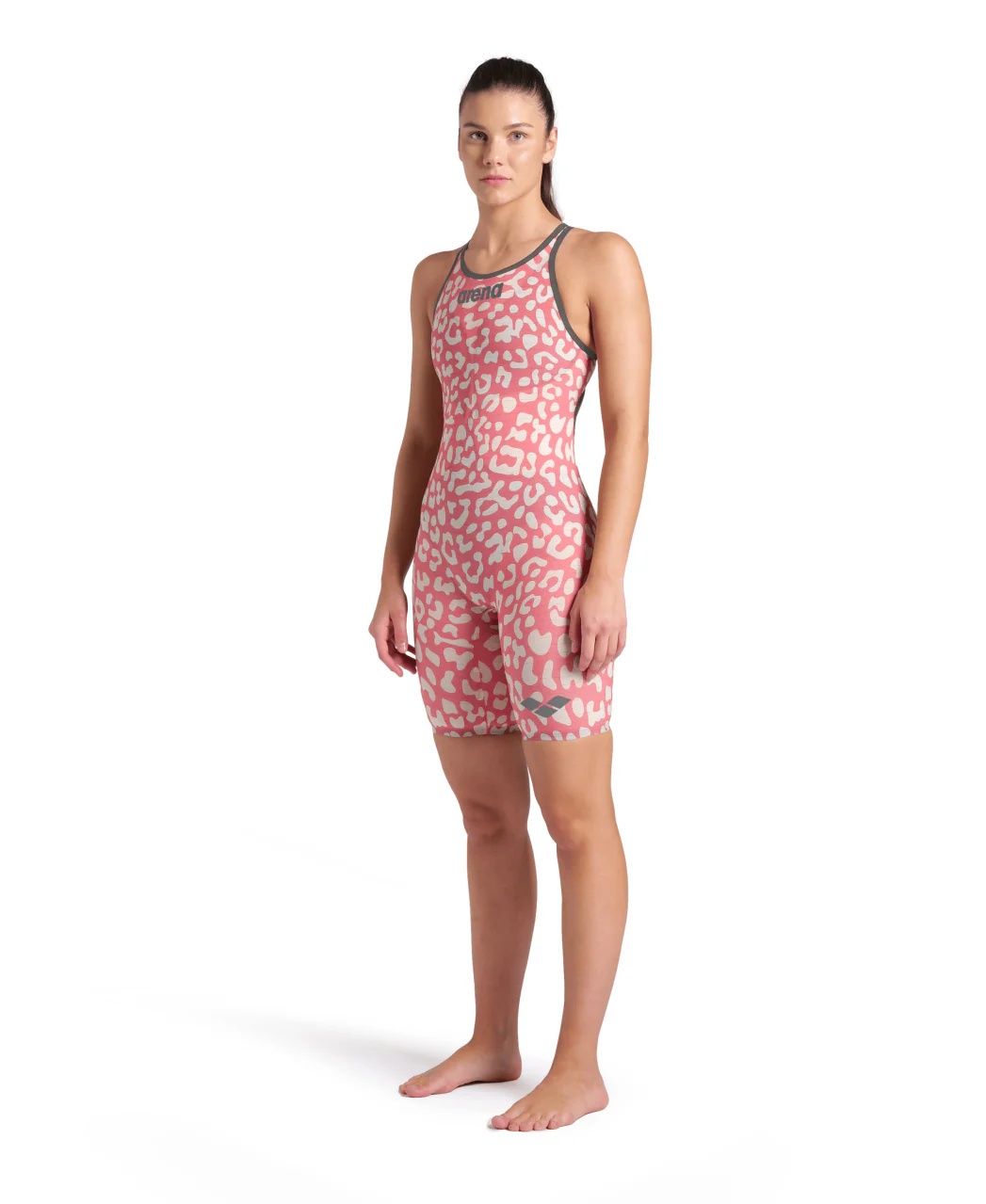 Traje de competición a la rodilla con espalda abierta para mujer arena Powerskin Carbon Air2 de la edición limitada Leopard Skin - Image 3